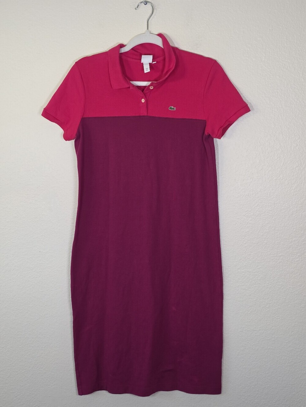 Lacoste Studio Two-Tone Pink Polo Midi Dress 44